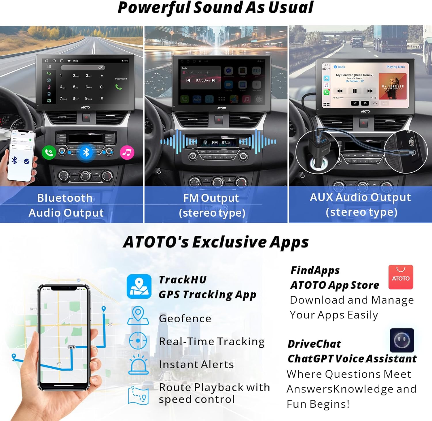 ATOTO P9 9inch QLED Digital Media Receivers Android Portable Car Stereo, 4G+32G, Wireless CarPlay & Android Auto, 4G LTE, 2 Bluetooth, GPS Tracking, HDMI Input, with 1080P Dash & Rear Cam, P909PR-S3 image 4 ATOTO P9 9inch QLED Digital Media Receivers Android Portable Car Stereo, 4G+32G, Wireless CarPlay & Android Auto, 4G LTE, 2 Bluetooth, GPS Tracking, HDMI Input, with 1080P Dash & Rear Cam, P909PR-S3 image 4